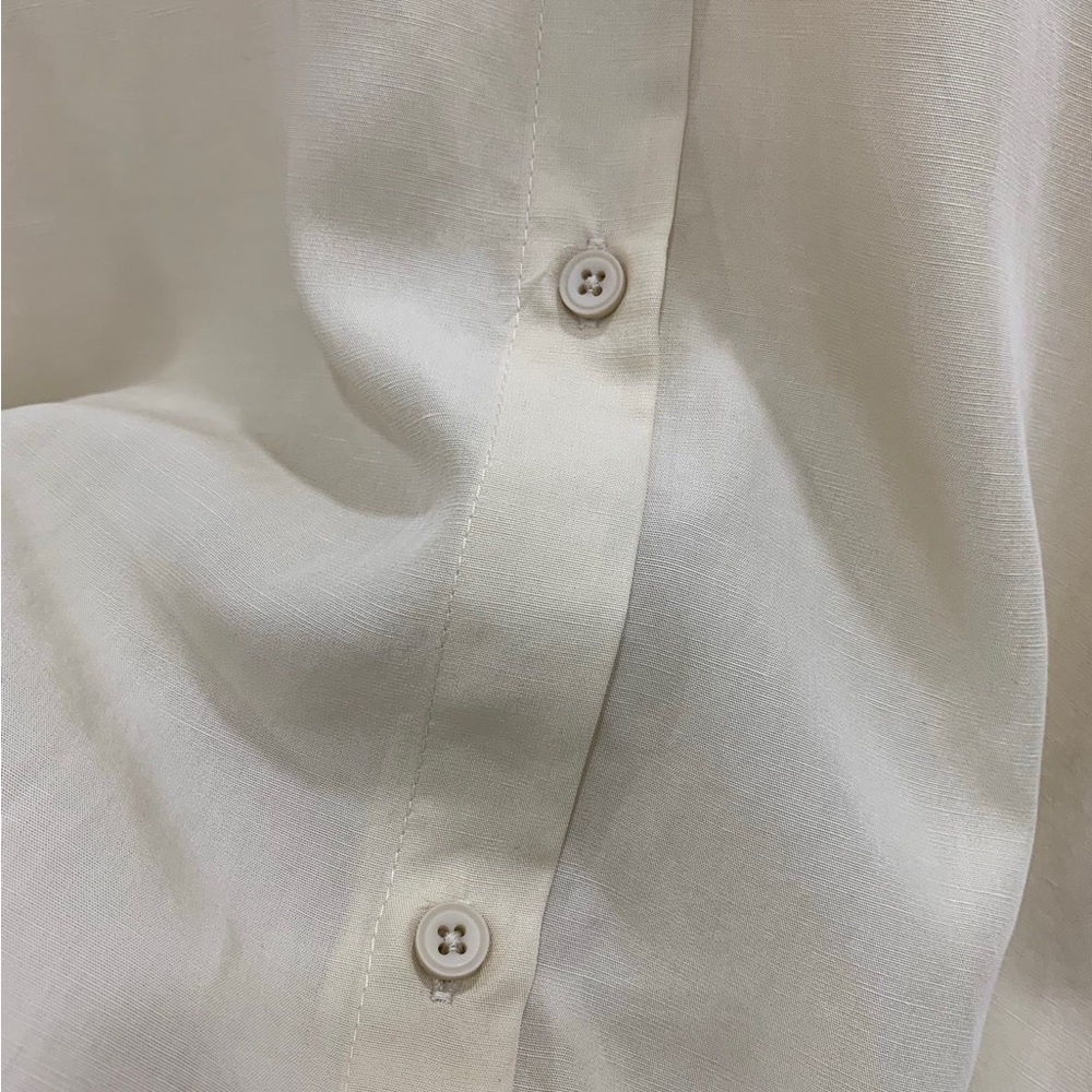 Toteme Light Yellow Drawstring-Hem Button Down Shirt - Picture 9 of 9